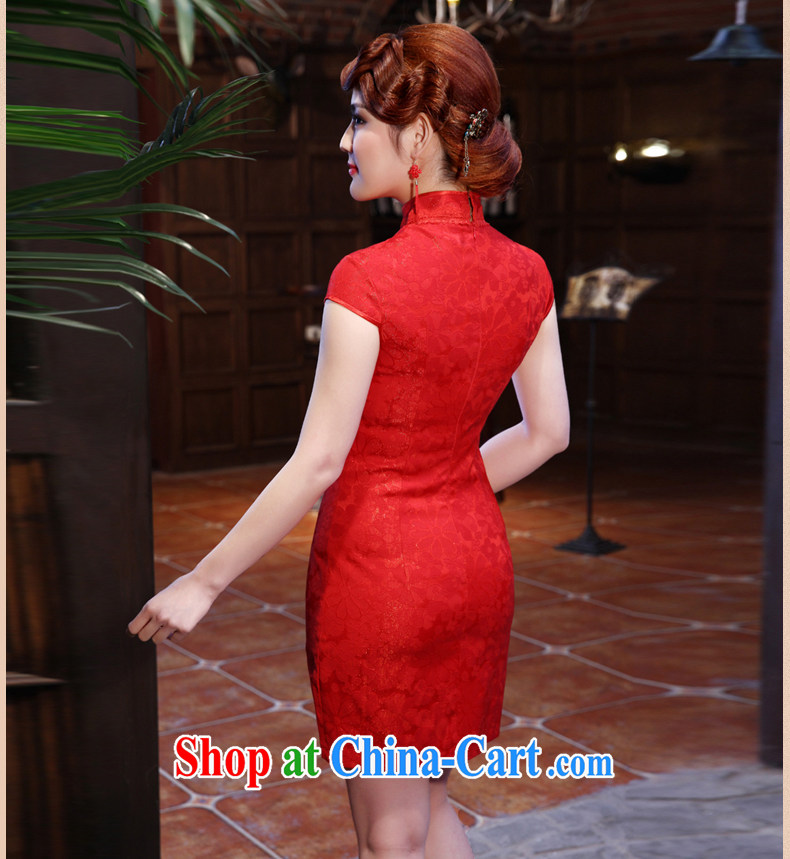 Dresses 2014 summer new lace stylish retro short cheongsam dress improved daily outfit pink XXL pictures, price, brand platters! Elections are good character, the national distribution, so why buy now enjoy more preferential! Health