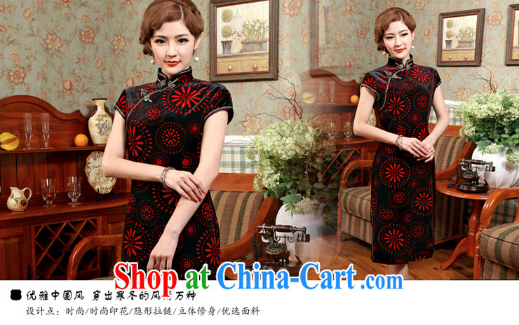 Dresses 2014 winter new, improved and stylish embroidery cultivating short-sleeved retro daily girl cheongsam dress black 3 XL pictures, price, brand platters! Elections are good character, the national distribution, so why buy now enjoy more preferential! Health