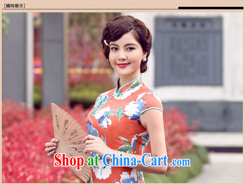Dresses 2014 Tang replace summer new, cool short-sleeved beauty antique dresses shirt linen dresses T-shirt blue floral XXL pictures, price, brand platters! Elections are good character, the national distribution, so why buy now enjoy more preferential! Health