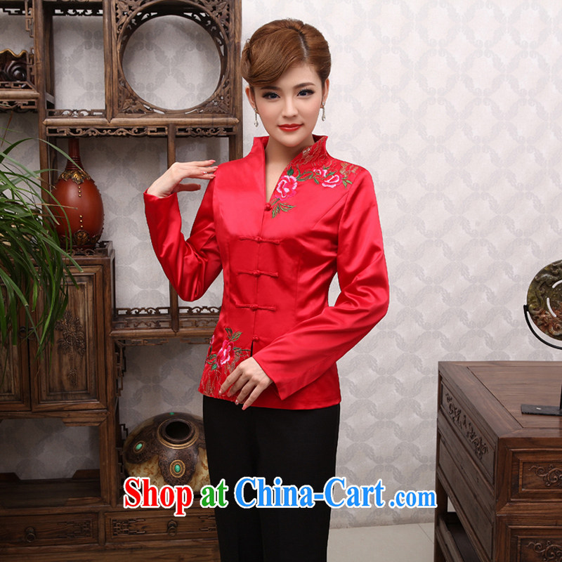 2014 cheongsam Chinese improved Chinese winter clothes T-shirt, old mother load Load New Year outfit T-shirt red 2 XL