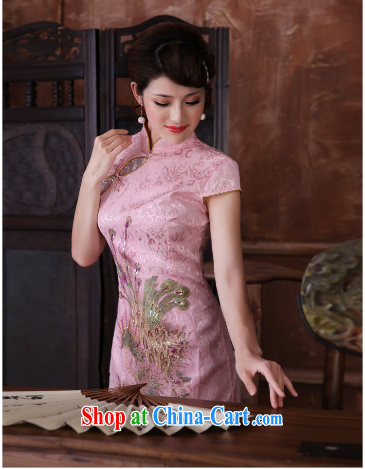 Dresses 2014 summer embroidery Peacock dresses classic improved stylish everyday dresses skirts manually take charge cheongsam dress pink XL pictures, price, brand platters! Elections are good character, the national distribution, so why buy now enjoy more preferential! Health