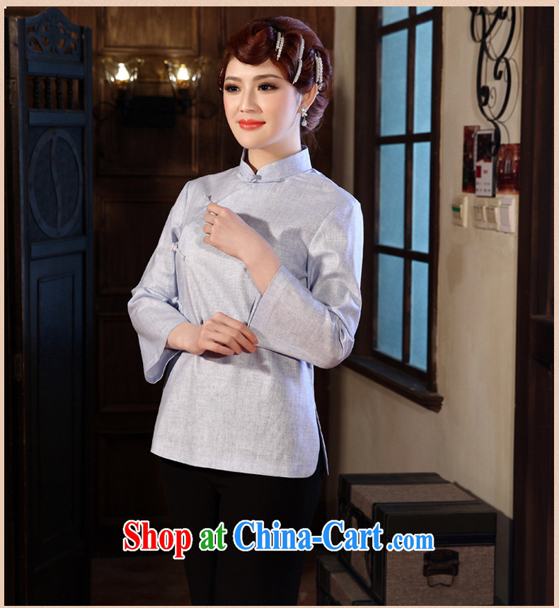 Dresses 2014 new units the Chinese classical long sleeved shirt, Spring Loaded Chinese improved solid-colored T-shirt elegance light blue 2 XL pictures, price, brand platters! Elections are good character, the national distribution, so why buy now enjoy more preferential! Health