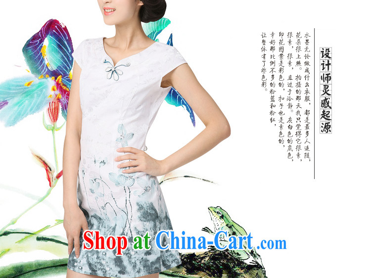 Dresses 2014 summer National wind antique cheongsam dress Chinese style Lotus embroidery improved cheongsam dress white XXL pictures, price, brand platters! Elections are good character, the national distribution, so why buy now enjoy more preferential! Health