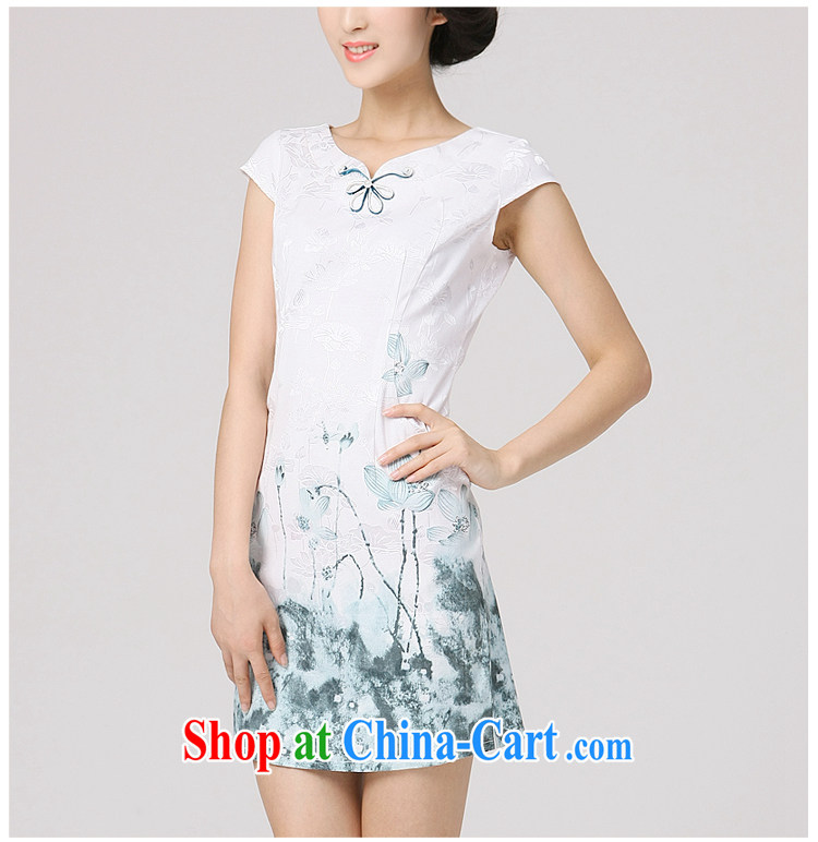 Dresses 2014 summer National wind antique cheongsam dress Chinese style Lotus embroidery improved cheongsam dress white XXL pictures, price, brand platters! Elections are good character, the national distribution, so why buy now enjoy more preferential! Health