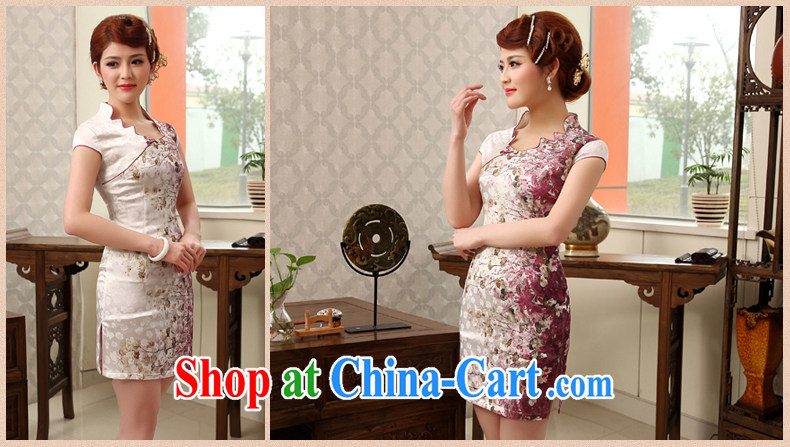 Dresses 2014 summer new hot Chinese style improved retro-collar short-sleeve Chinese qipao short blue XXL pictures, price, brand platters! Elections are good character, the national distribution, so why buy now enjoy more preferential! Health