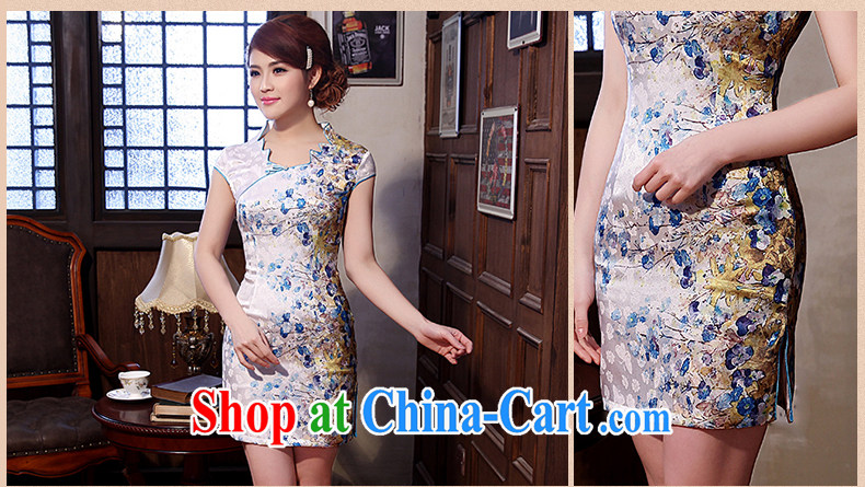 Dresses 2014 summer new hot Chinese style improved retro-collar short-sleeve Chinese qipao short blue XXL pictures, price, brand platters! Elections are good character, the national distribution, so why buy now enjoy more preferential! Health
