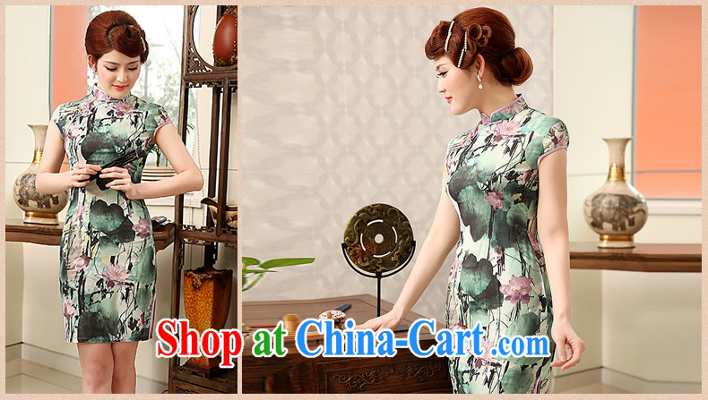 Dresses 2014 summer new Ice silk improved stylish retro daily short Chinese qipao dress green XXL pictures, price, brand platters! Elections are good character, the national distribution, so why buy now enjoy more preferential! Health
