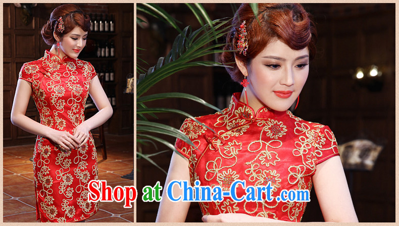 Dresses 2014 summer new bridal dresses wedding toast clothing retro embroidery take short improved cheongsam red XXL pictures, price, brand platters! Elections are good character, the national distribution, so why buy now enjoy more preferential! Health