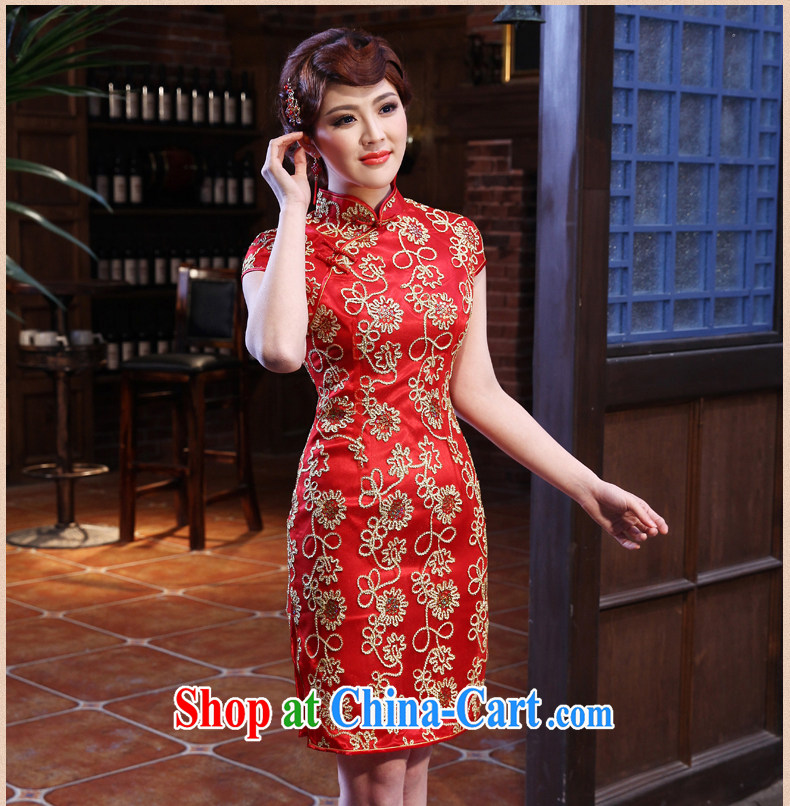 Dresses 2014 summer new bridal dresses wedding toast clothing retro embroidery take short improved cheongsam red XXL pictures, price, brand platters! Elections are good character, the national distribution, so why buy now enjoy more preferential! Health