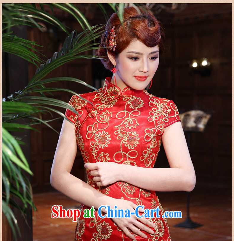 Dresses 2014 summer new bridal dresses wedding toast clothing retro embroidery take short improved cheongsam red XXL pictures, price, brand platters! Elections are good character, the national distribution, so why buy now enjoy more preferential! Health