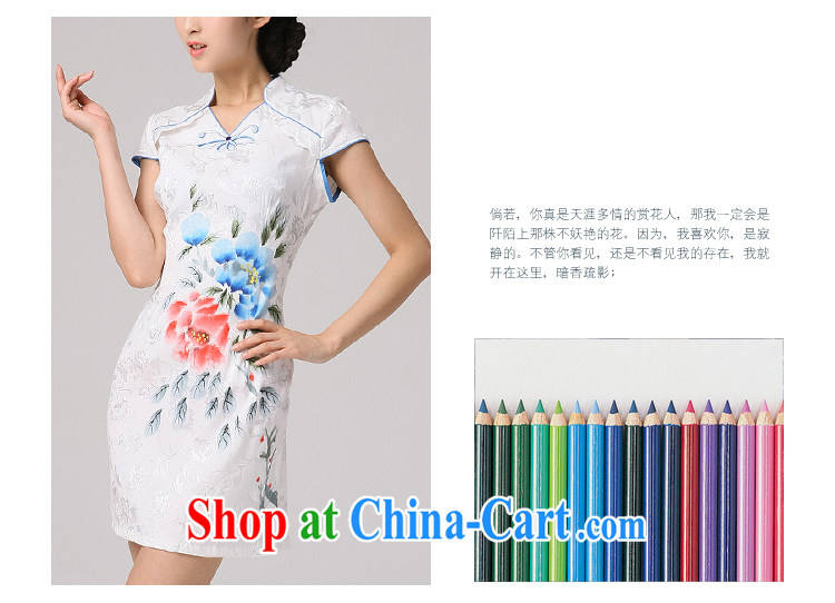 Summer outfit with new, improved cheongsam Stylish retro short sleeved Chinese qipao, short cheongsam dress white XXL pictures, price, brand platters! Elections are good character, the national distribution, so why buy now enjoy more preferential! Health