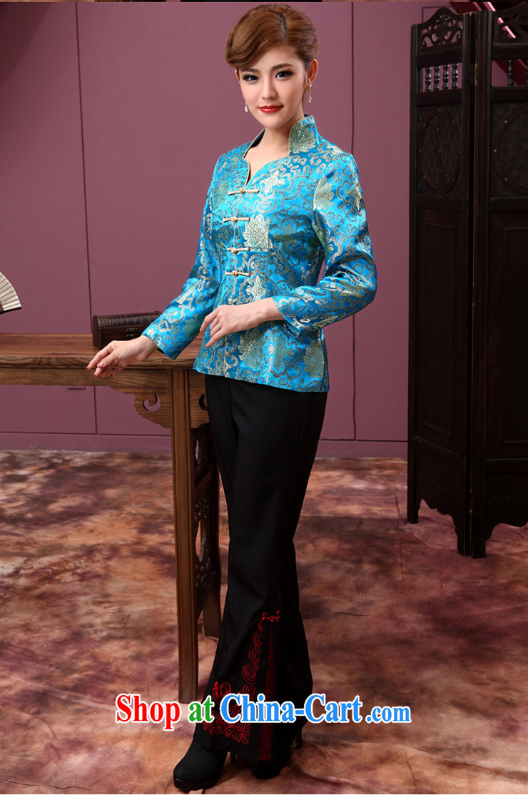 Dresses 2014 new Chinese, Chinese cheongsam shirt classic spring fashion improved mother blue 2 XL pictures, price, brand platters! Elections are good character, the national distribution, so why buy now enjoy more preferential! Health