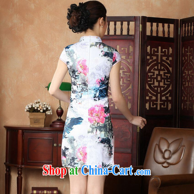 Take the new summer female Chinese improved female Tang on the collar is water tight the cheongsam-Lao Cotton robes white XL, flowers, and, shopping on the Internet