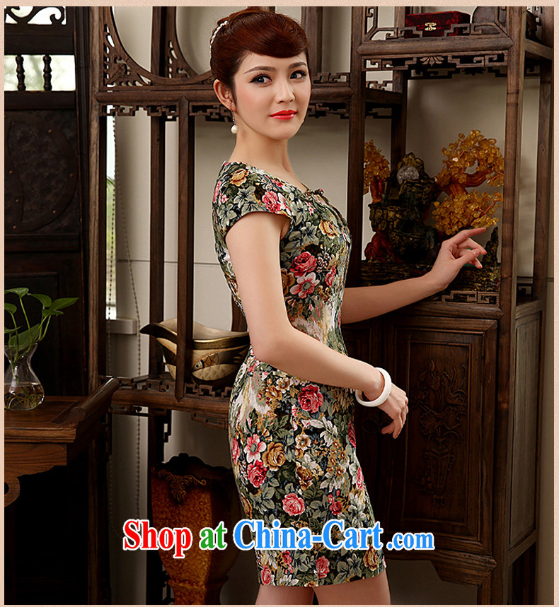 Dresses 2014 summer New floral stamp daily dresses and stylish improved cultivation short cheongsam dress green XXL pictures, price, brand platters! Elections are good character, the national distribution, so why buy now enjoy more preferential! Health