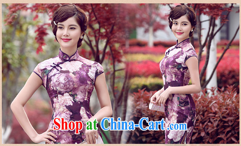 Dresses 2014 summer new Ice silk improved stylish retro daily short Chinese qipao dress purple XXL pictures, price, brand platters! Elections are good character, the national distribution, so why buy now enjoy more preferential! Health