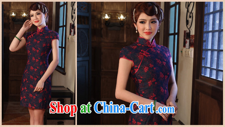 Dresses 2014 summer new girls cotton Ma Sau San cheongsam dress stylish improved retro short cheongsam dark blue XXL pictures, price, brand platters! Elections are good character, the national distribution, so why buy now enjoy more preferential! Health