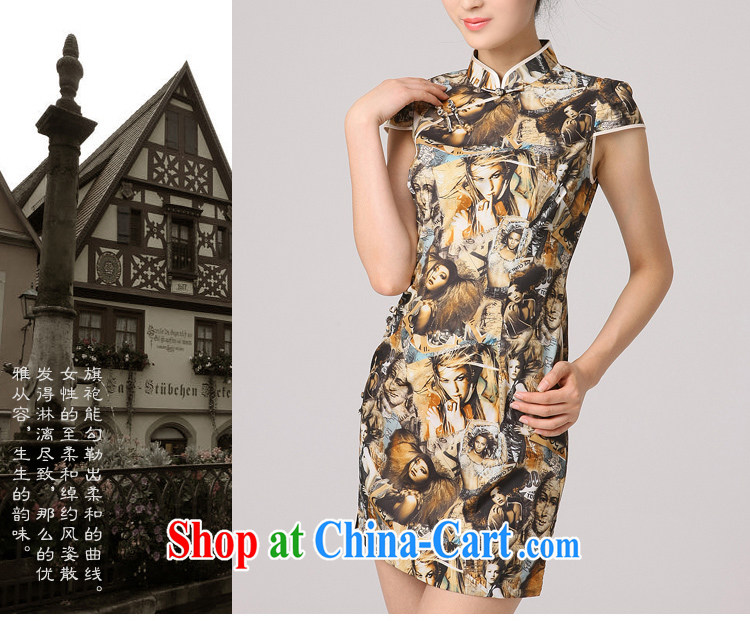 qipao improved creative and stylish 2014 new summer beach on retro style sexy woman stamp outfit yellow XXL pictures, price, brand platters! Elections are good character, the national distribution, so why buy now enjoy more preferential! Health