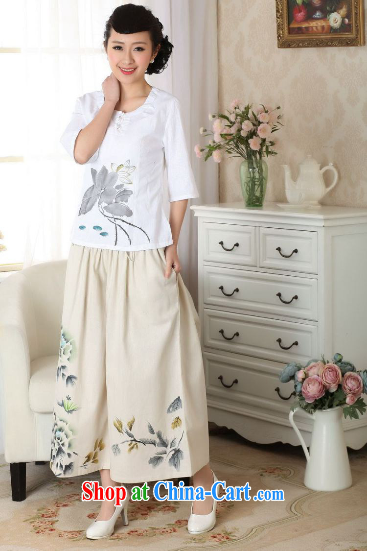 Take the 2014 new summer relaxed stylish Ethnic Wind girls pants hand-painted cotton Ma pants Wide Leg pants with short pants m yellow L pictures, price, brand platters! Elections are good character, the national distribution, so why buy now enjoy more preferential! Health