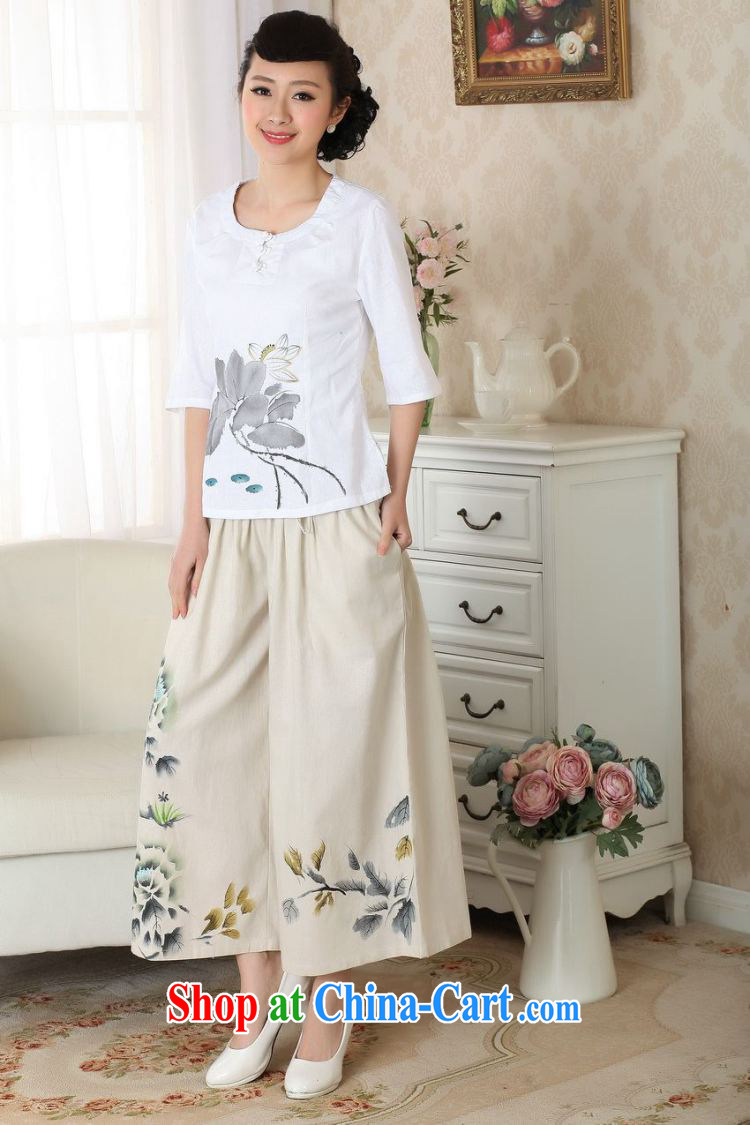 Take the 2014 new summer relaxed stylish Ethnic Wind girls pants hand-painted cotton Ma pants Wide Leg pants with short pants m yellow L pictures, price, brand platters! Elections are good character, the national distribution, so why buy now enjoy more preferential! Health