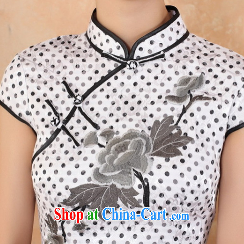 Take the new summer stylish Chinese improved elegance elegant embroidered cotton, for a tight female short cheongsam white L, spend, and, on-line shopping