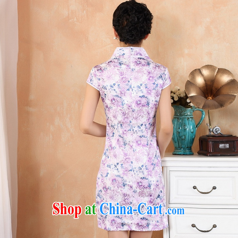 Take the 2014 new stylish summer female Chinese improved qipao, for small parties for elegant cotton robes 2333 - 1 purple 2 XL, spend, and, shopping on the Internet