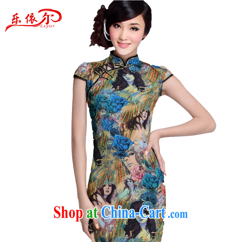 And, according to summer dress qipao female Chinese Antique improved stylish daily outfit low-power's beauty cheongsam dress LYE 1306 blue XXL