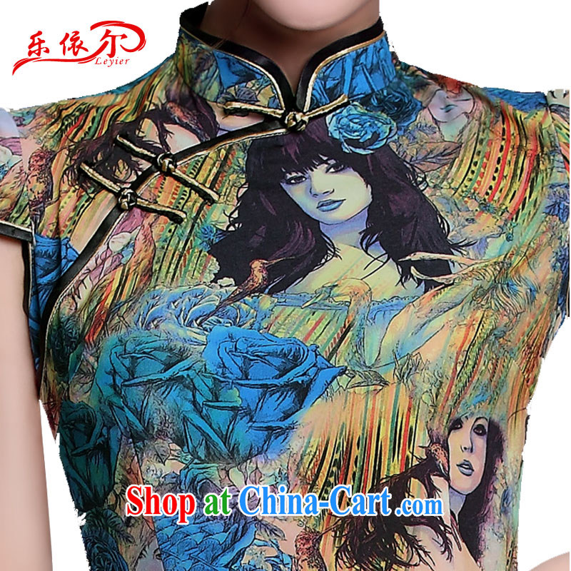 And, in accordance with summer girls dresses girls Chinese Antique improved stylish everyday robes-cultivating maize cheongsam dress LYE 1306 blue XXL, and, in accordance with (leyier), online shopping