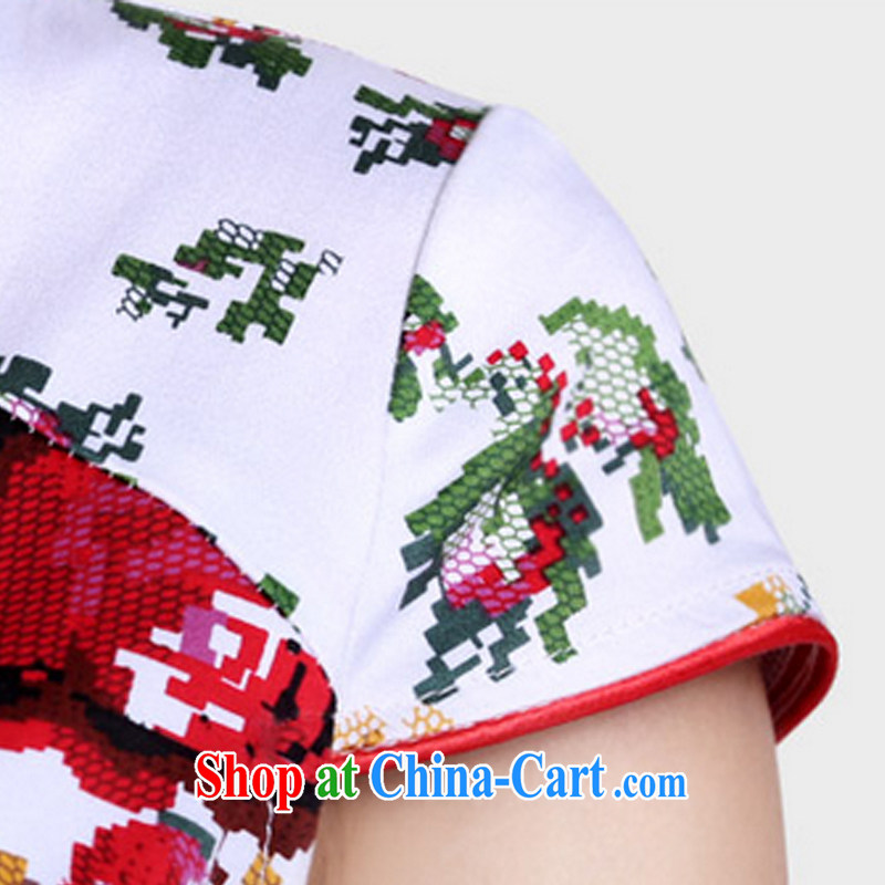 And, according to Mr Ronald ARCULLI is new, short-sleeved short cheongsam girls retro stamp elegant and refined daily female cheongsam dress LYE 1392 white XXL, and, in accordance with (leyier), shopping on the Internet