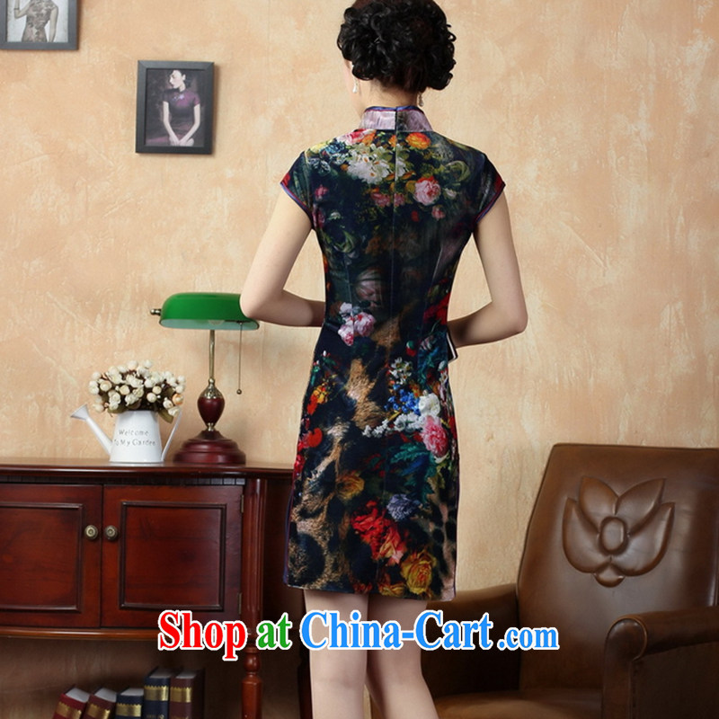 Take the new summer female Chinese improved cheongsam Chinese Spring gold velour painting stylish classic short cheongsam TD 0011 XL, spend, and shopping on the Internet