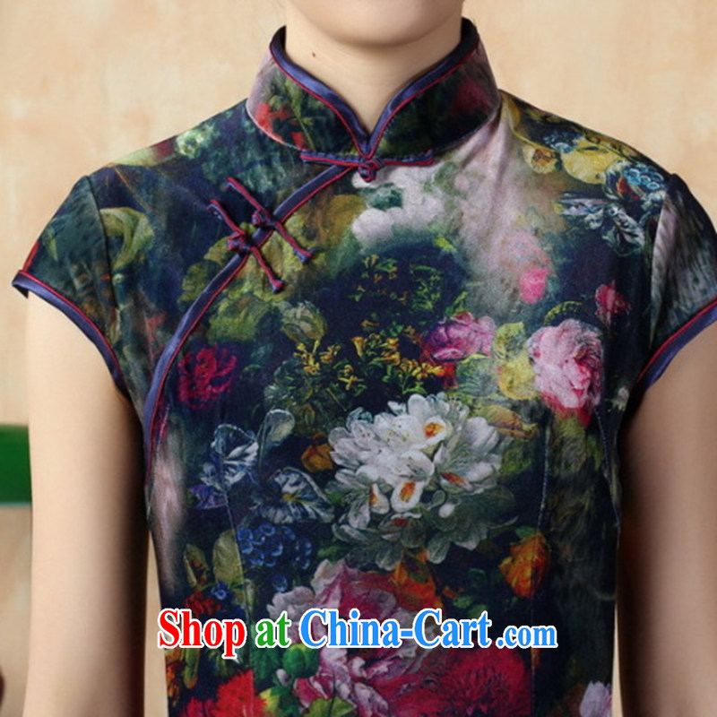 Take the new summer female Chinese improved cheongsam Chinese Spring gold velour painting stylish classic short cheongsam TD 0011 XL, spend, and shopping on the Internet