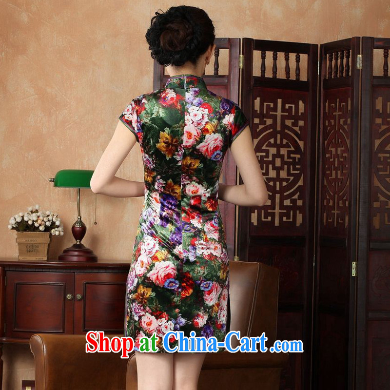 Take the new summer Women's clothes dresses with short stretch gold velour painting stylish classic short-sleeved traditional manual cheongsam TD 0012 - A XL 2, figure, and shopping on the Internet