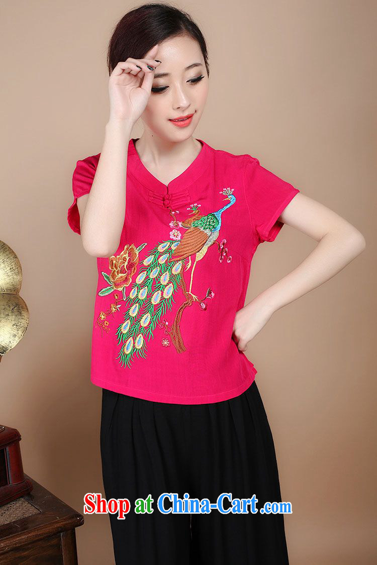 Forest narcissus 2014 summer New Tang fitted T-shirt Peacock embroidery t-shirt T pension FGR - A 968 Peacock of red XXXL pictures, price, brand platters! Elections are good character, the national distribution, so why buy now enjoy more preferential! Health
