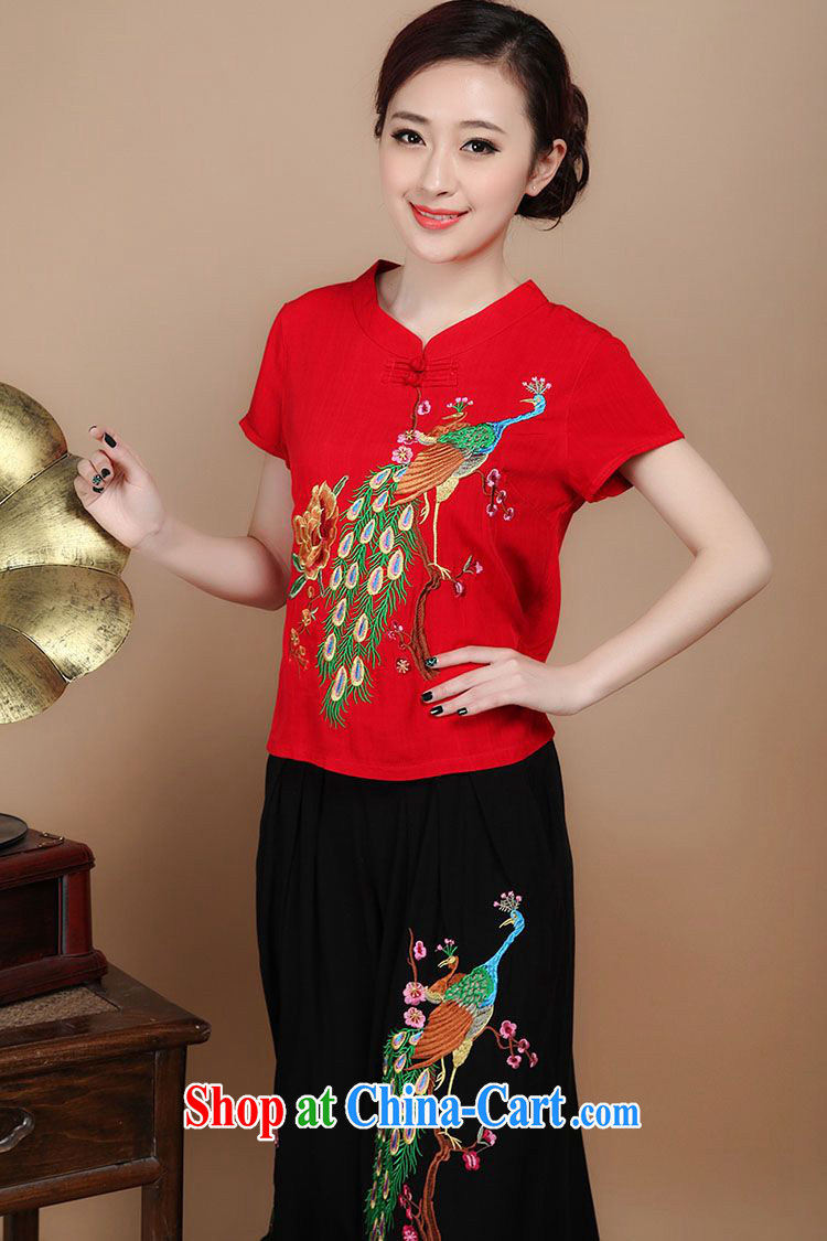 Forest narcissus 2014 summer New Tang fitted T-shirt Peacock embroidery t-shirt T pension FGR - A 968 Peacock of red XXXL pictures, price, brand platters! Elections are good character, the national distribution, so why buy now enjoy more preferential! Health