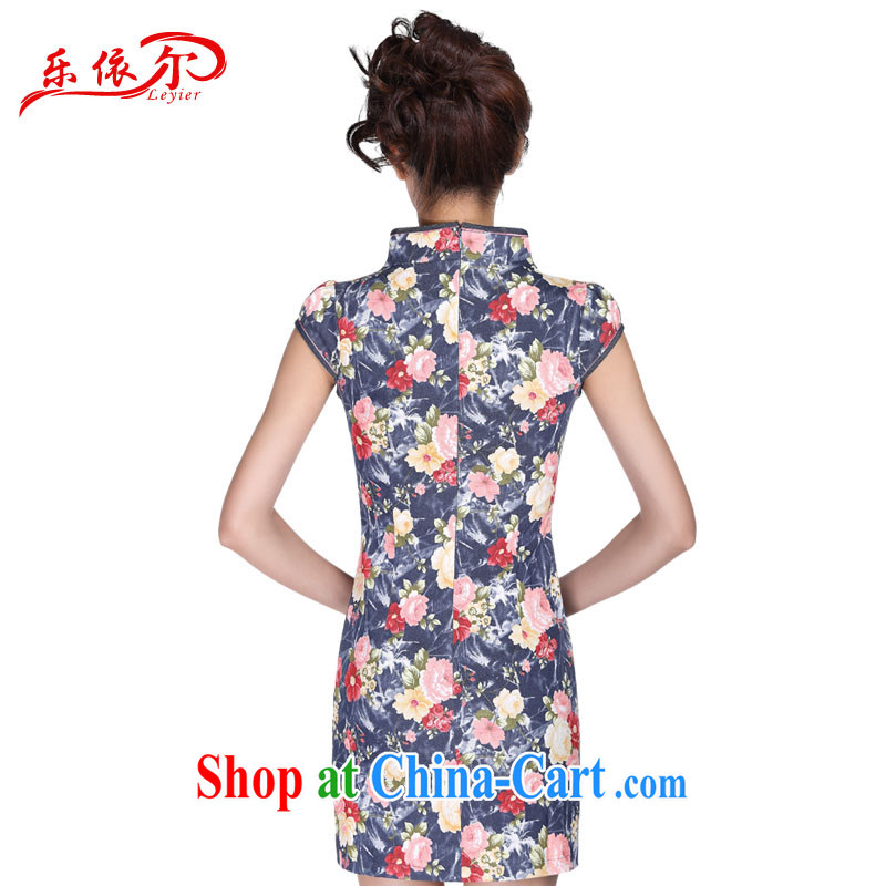 And, according to summer dress new improved cheongsam stylish women short cheongsam dress dress Chinese antique dresses LYE 1711 dark blue XXL, and, in accordance with (leyier), online shopping