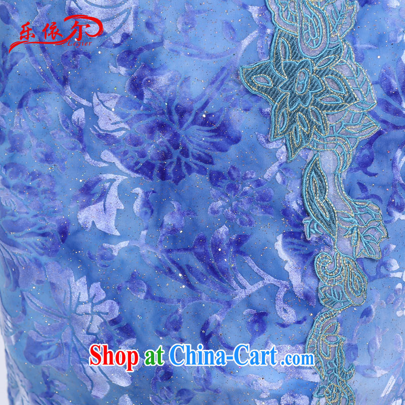 And, according to Ms. summer short-sleeved embroidered cheongsam girl short, elegant ladies beauty package and cheongsam dress LYE 8809 blue S and, in accordance with (leyier), online shopping