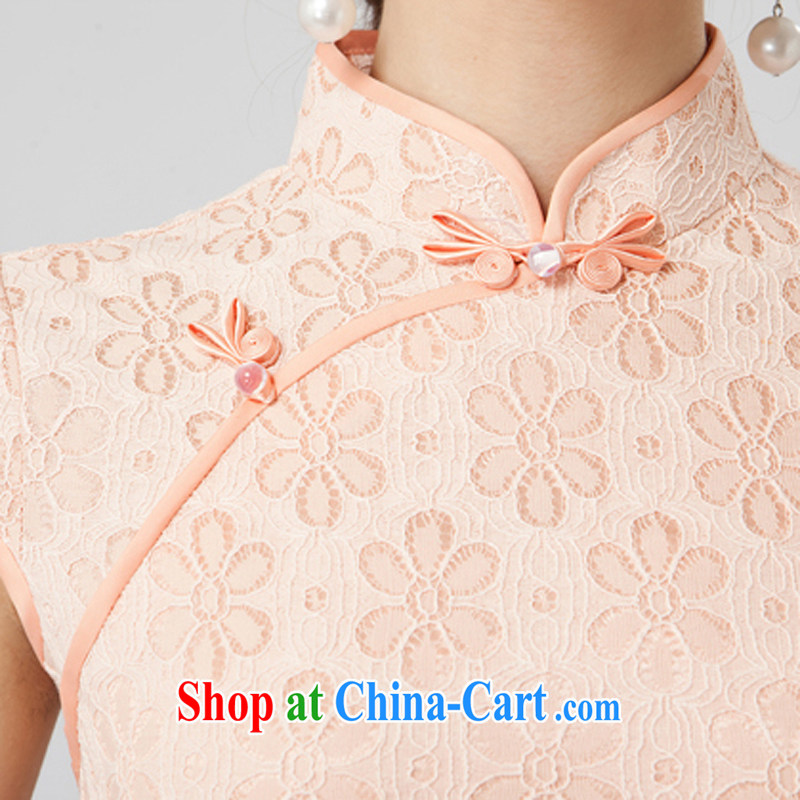 Rain is still Yi marriages served toast summer short cheongsam dress photo building Photo Album wedding dresses mother dinner will dress lace cheongsam QP 7004 pink XXL, rain is clothing, and shopping on the Internet