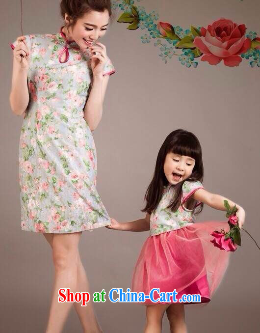 Green fruit 2014 ladies retro lace cheongsam mother and daughter sets the color kids M - 7-year-old pictures, price, brand platters! Elections are good character, the national distribution, so why buy now enjoy more preferential! Health