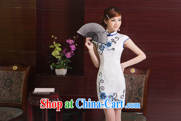 Rain was clothing bridal portrait dress stylish improved summer short, elegant Chinese wind everyday embroidery cheongsam QP 7011 white Suzhou shipping M pictures, price, brand platters! Elections are good character, the national distribution, so why buy now enjoy more preferential! Health