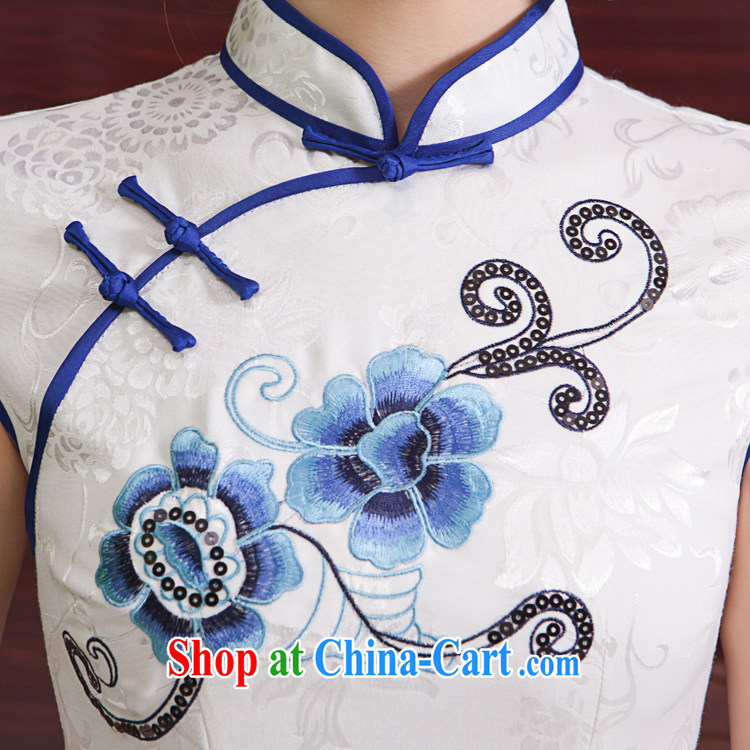 Rain was clothing bridal portrait dress stylish improved summer short, elegant Chinese wind everyday embroidery cheongsam QP 7011 white Suzhou shipping M pictures, price, brand platters! Elections are good character, the national distribution, so why buy now enjoy more preferential! Health