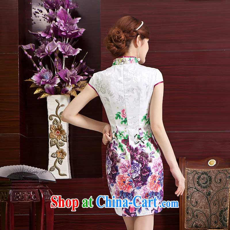 Rain is still Yi marriages toast serving China wind graphics thin dress stylish and refined elegant dinner cultivating short cheongsam QP 7016 photo color XXL, rain is clothing, and shopping on the Internet
