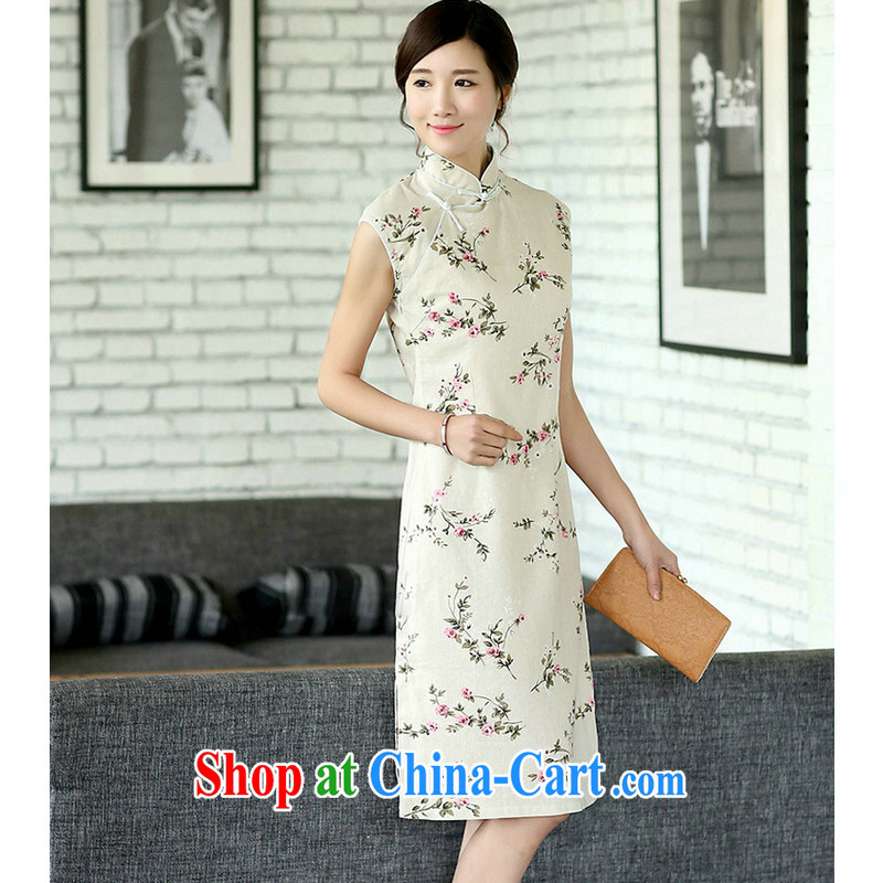Jessup, new, improved Chinese linen arts, summer daily floral cotton the cheongsam sleeveless cheongsam dress CQP 362 sleeveless energy XXL, Jessup, and shopping on the Internet
