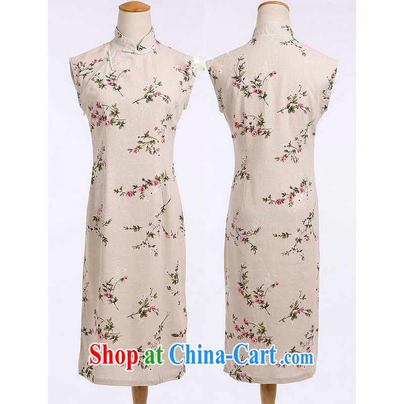 Jessup, new, improved Chinese linen arts, summer daily floral cotton the cheongsam sleeveless cheongsam dress CQP 362 sleeveless energy XXL, Jessup, and shopping on the Internet