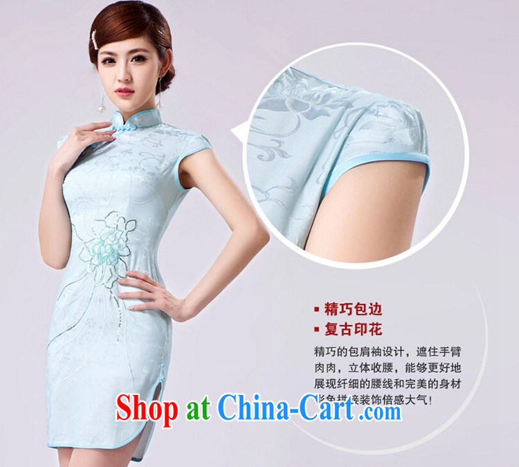 Rain Coat yet stylish marriage improvement of traditional embroidery photo building photo cheongsam beauty graphics thin short daily outfit QP 7020 blue XXL pictures, price, brand platters! Elections are good character, the national distribution, so why buy now enjoy more preferential! Health