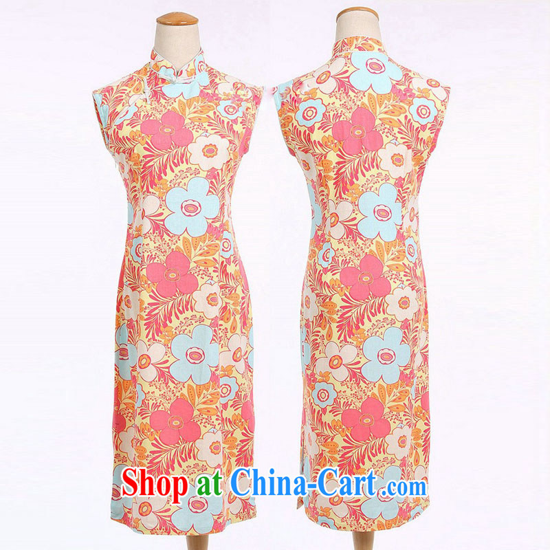 Jessup, new, improved daily Chinese linen arts, summer basket stamp duty the cheongsam sleeveless girl cheongsam dress CQP 557 sleeveless warm spring M, Jessup, and shopping on the Internet