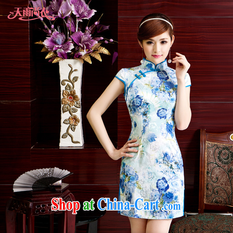 Rain is still clothing bridal dresses wedding toast clothing style improved the betrothal short cheongsam beauty classic and elegant Chinese qipao QP 7022 photo color XXL