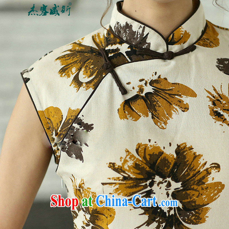 Jessup, new China wind elegant female cotton the Stamp Duty sleeveless, for manually buckle long improved cheongsam dress CQP 725 sleeveless Hyun ink L, Jessup, and shopping on the Internet