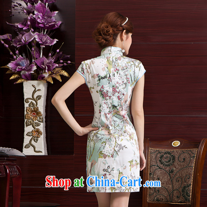 Rain Coat is stylish and improved short cheongsam marriages and elegant beauty traditional Chinese qipao, for portrait day qipao cheongsam QP 7028 photo color XXL, rain is clothing, and shopping on the Internet