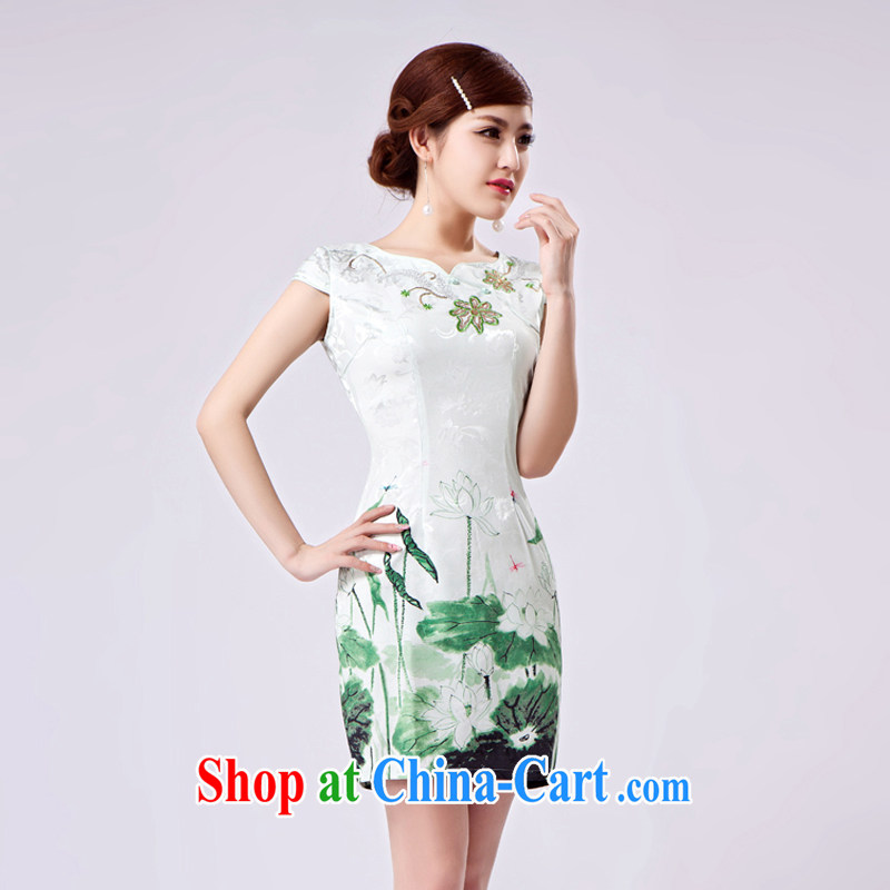 Rain Coat is stylish and improved cheongsam marriages China wind short cheongsam photo building photo embroidered cheongsam QP 7029 photo color XXL, rain is clothing, and shopping on the Internet