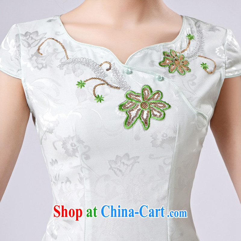Rain Coat is stylish and improved cheongsam marriages China wind short cheongsam photo building photo embroidered cheongsam QP 7029 photo color XXL, rain is clothing, and shopping on the Internet