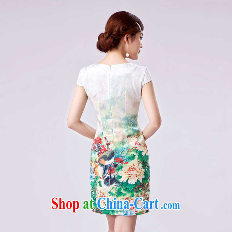 Rain Coat is stylish and improved cheongsam Photo Album summer short elegant beauty, China wind graphics thin daily outfit QP 7031 photo color XXL, rain is still clothing, and shopping on the Internet